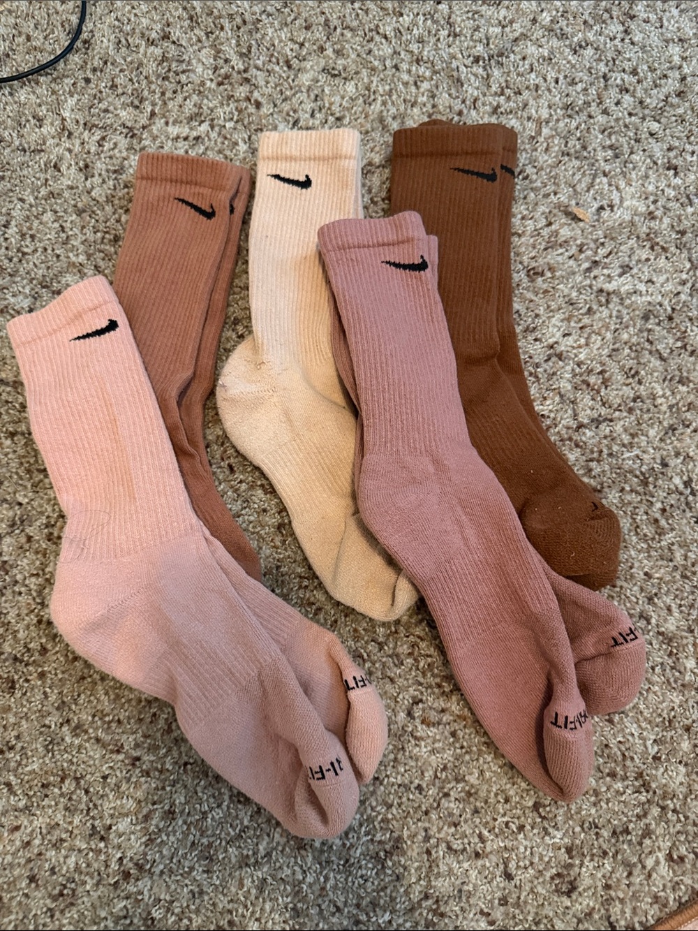 Nike Men’s Crew Socks - Pink, Beige, Brown, Mauve